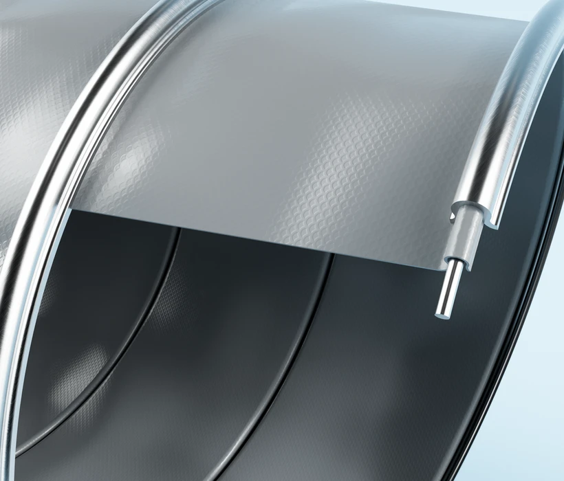 CP clamp profile hose seen from the outside with characteristic outer clamping profile