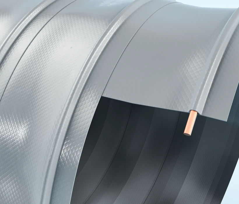 PROTAPE film hose seen from the outside with characteristic thin spiral profile