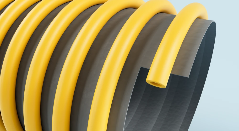 PROTAPE MEMORY film hose seen from the outside with characteristic reinforced profile