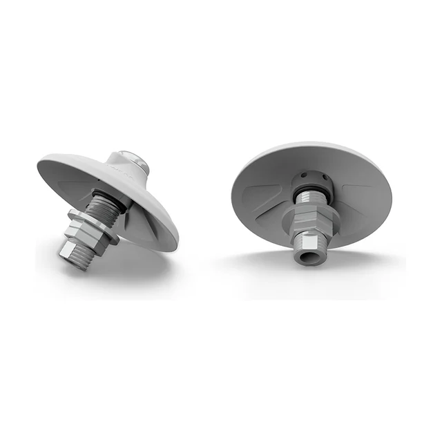 Two vibro-aerators with a dished head and a threaded stem.
