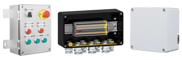 Ex klemkasser i rustfrit stål, GRP og aluminium