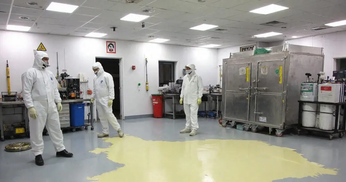 Tre operat&oslash;rer i renrum kigger p&aring; st&oslash;rre kemikaliespild uden at gribe ind