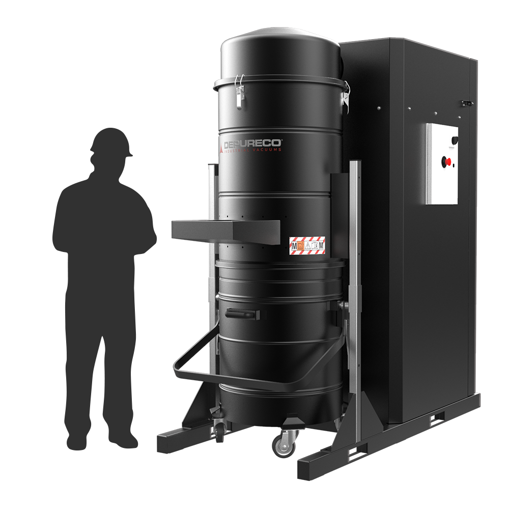 Depureco DF FIX stationary dust collector with 175 L bin and pneumatic filter shaker