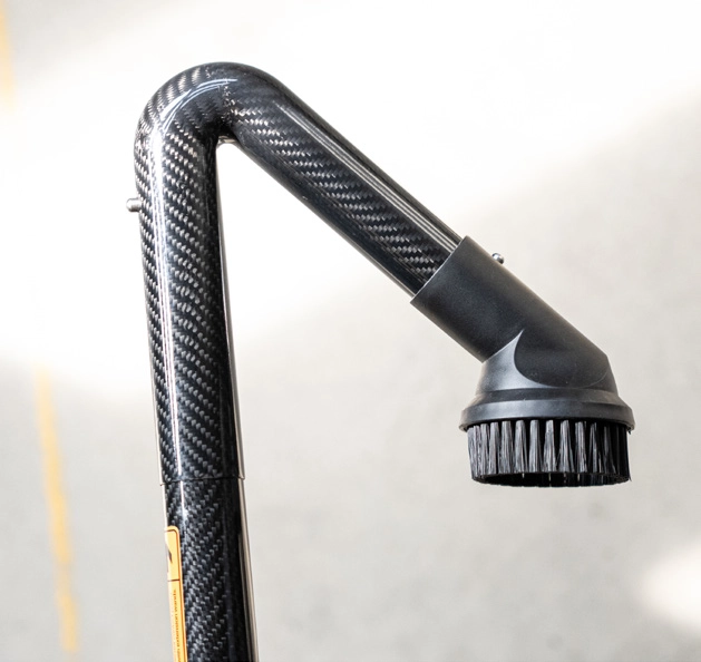 Close-up of CleanUp 135-degree carbon fibre bend with round brush attached
