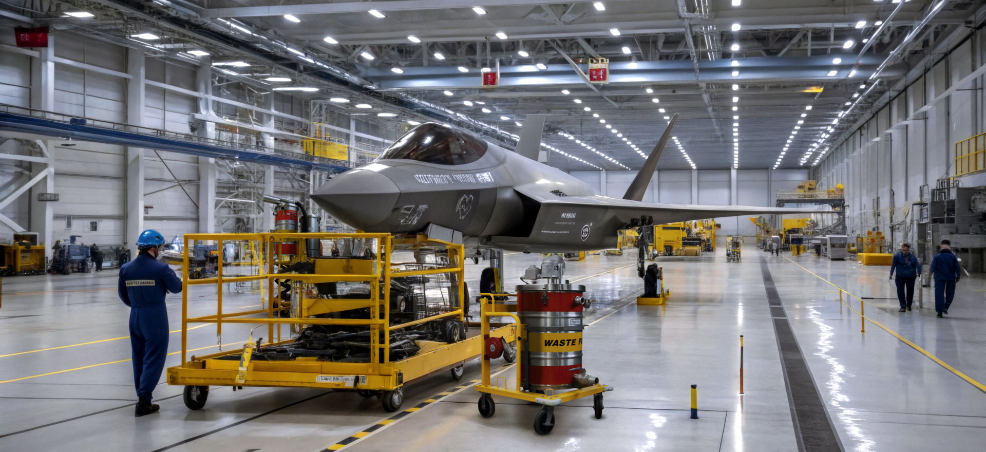 ATEX-væskesuger til opsamling af brændstofrester under vedligeholdelse af F-35 kampfly