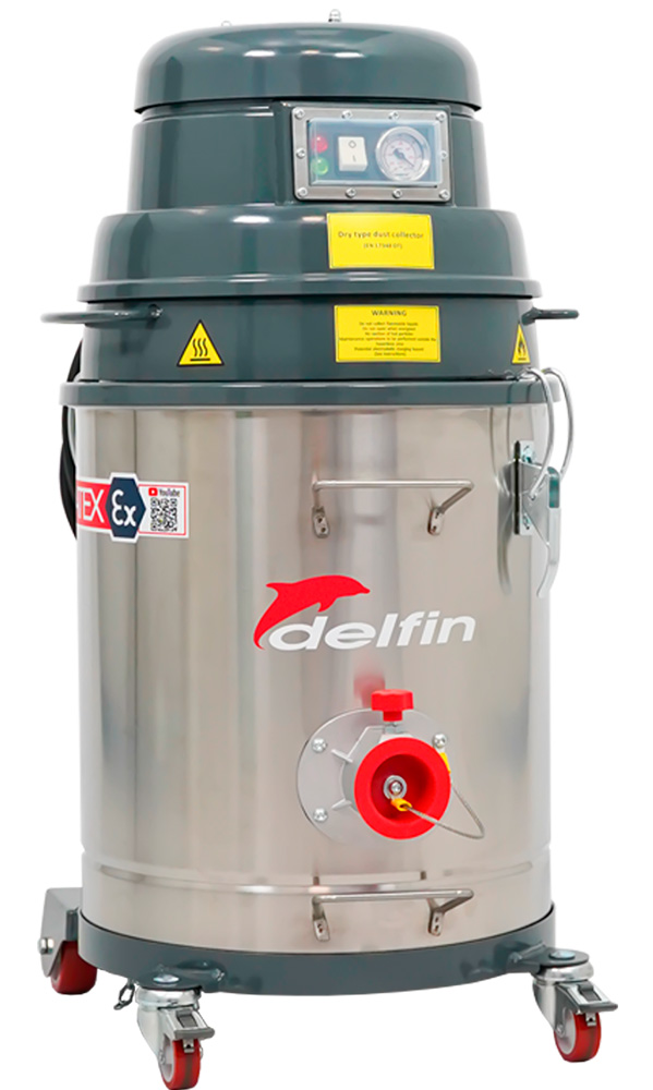 Delfin MTL 301 BP 1/3D – kompakt ATEX-certificeret industristøvsuger til opsamling af farligt støv i Zone 22