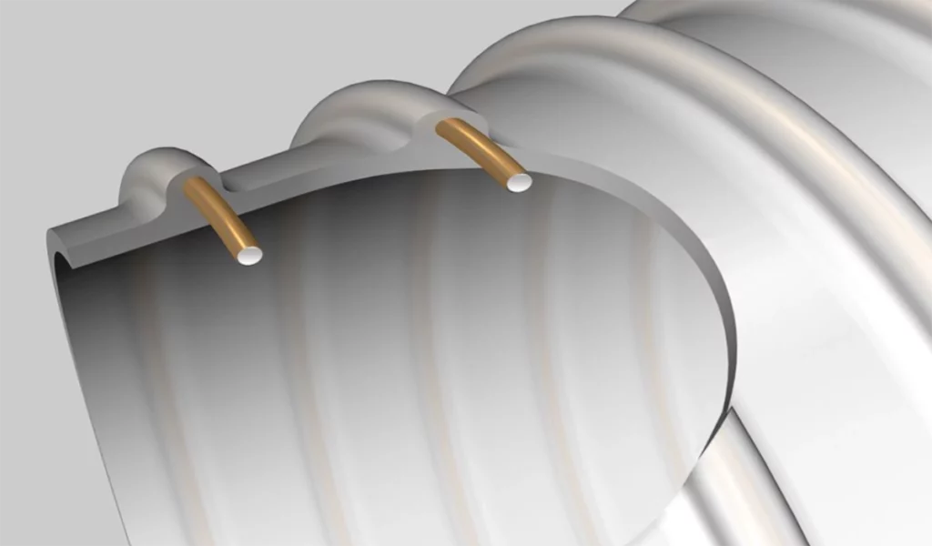 Electrically conductive polyurethane hose NORRES AIRDUC PUR 355 EC (HD) for dust and granulate in ATEX Zone 21/22.