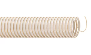 Transparent PVC-slange med ivory spiral og indstøbt kobbertråd.