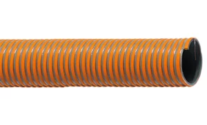 Orange PVC-slange med grå inderside og let bølget ydre.