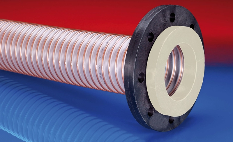 NORRES CONNECT 244 FOOD – fødevaregodkendt løs flange med PP-belagt stålkappe og PUR-væg, vist med bolt-huller.