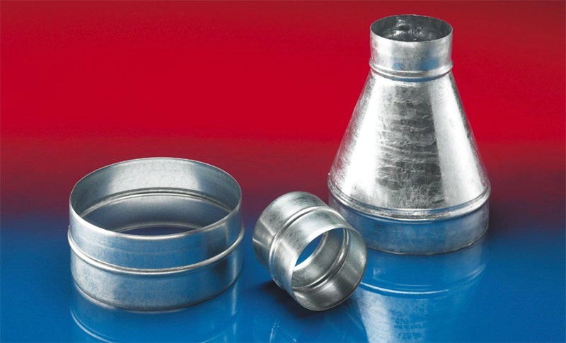 NORRES CONNECT 270-271 – metal-koblinger og reduktioner i galvaniseret udførelse, vist i flere størrelser.