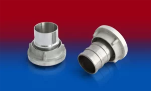 NORRES CONNECT STORZ DIN ALU 251 – Storz-kobling i smedet aluminium (DIN 14321 / 14322 / 14323), vist med låsering og glat studs.