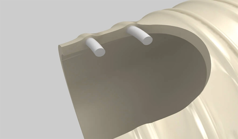 Indvendig struktur af NORPLAST® PUR 385 AIRFLEX AS med PVC-spiral og glat inderflade.