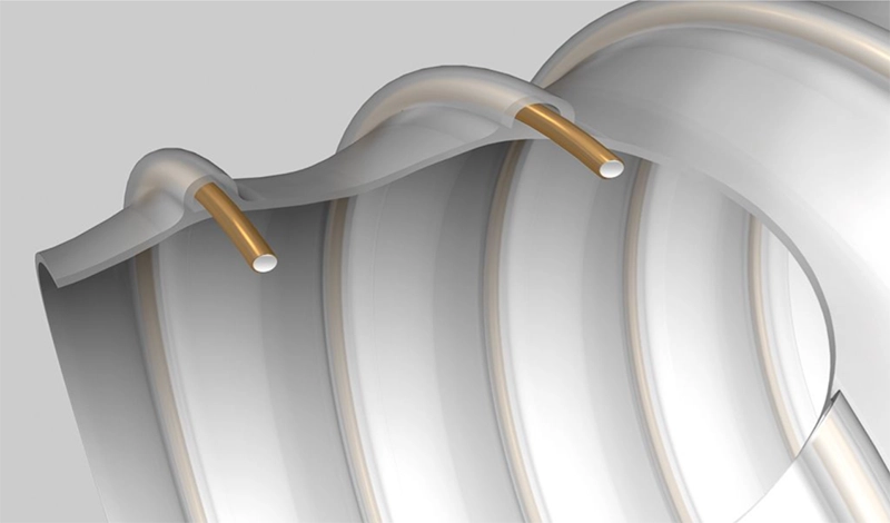 Transparent antistatisk PUR-slange med rustfri spiral.