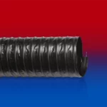 NORRES PROTAPE® PVC 371 AS (HD) i sort udførelse – robust, fleksibel ventilationsslange med integreret spiralfjeder.