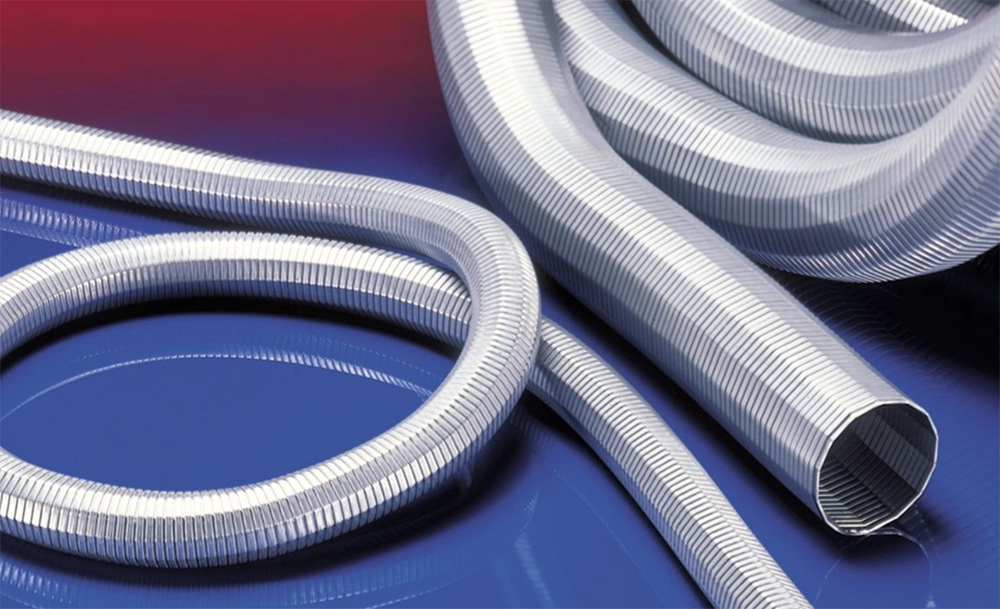 Ekstremt varmebestandig metalslange med ledende væg: NORRES METAL HOSE 375 HT – til ovn og industri
