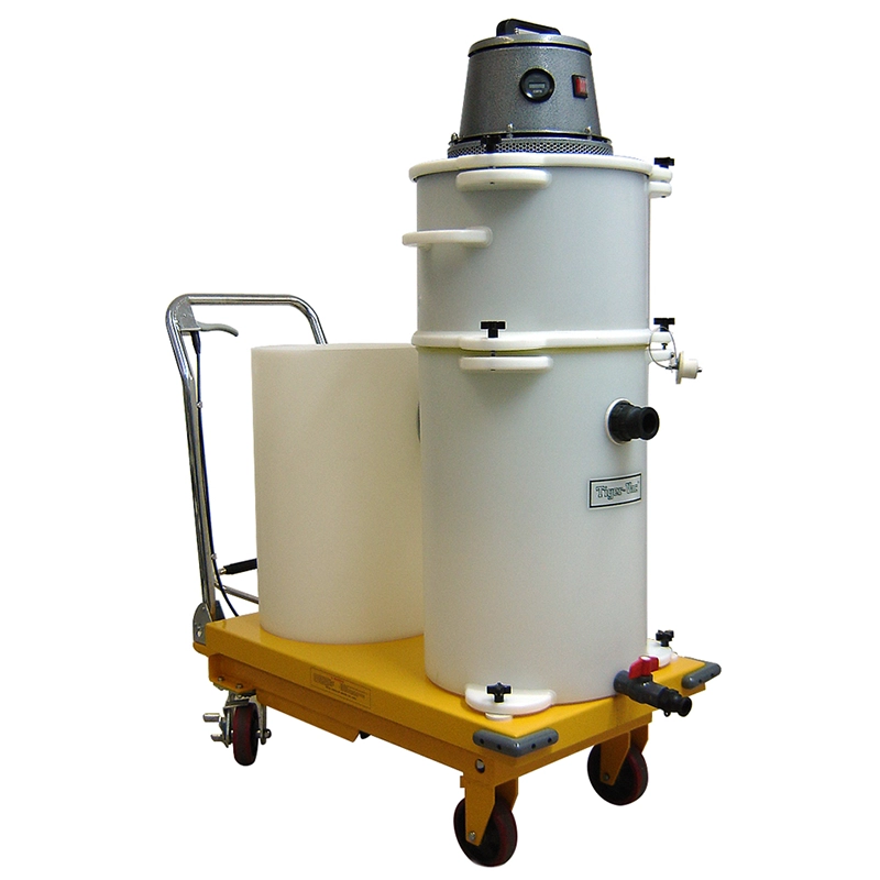 Tiger-Vac 2D-ARU-15 STD (HY-C) MRAC – kemikalieresistent væskesuger på Hydro Cart til syrer og ætsende væsker med 47 L beholder i polyethylen.