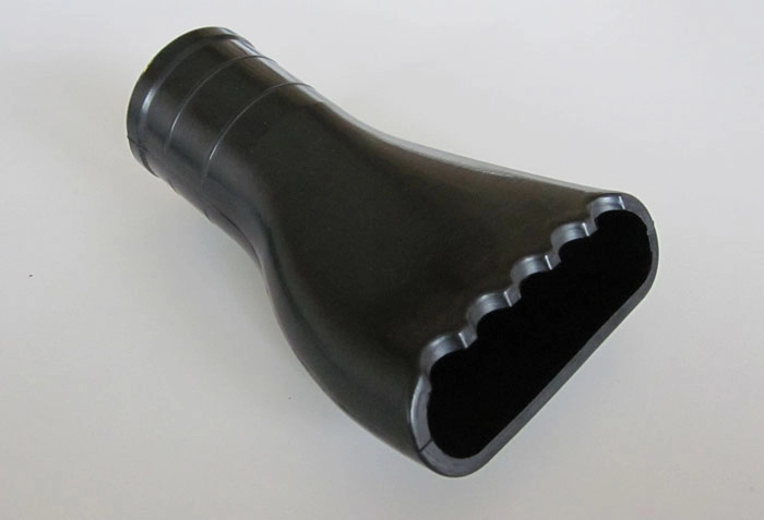 ATEX-certificeret bred sort antistatisk dyse med tandede kanter til eksplosive miljøer, diameter 50 mm indvendig, model PV120A i MM019NN compound