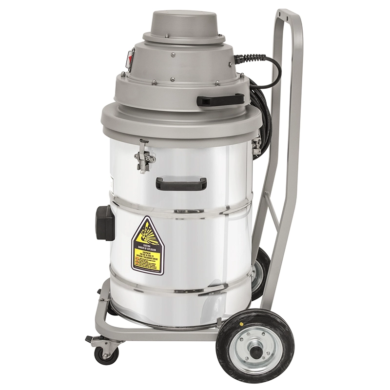 Produktfoto: Tiger-Vac C-10 EX (2+2W) – ATEX Zone 20/22 støvsuger med fire HEPA H14-filtre og 38 L rustfri beholder.