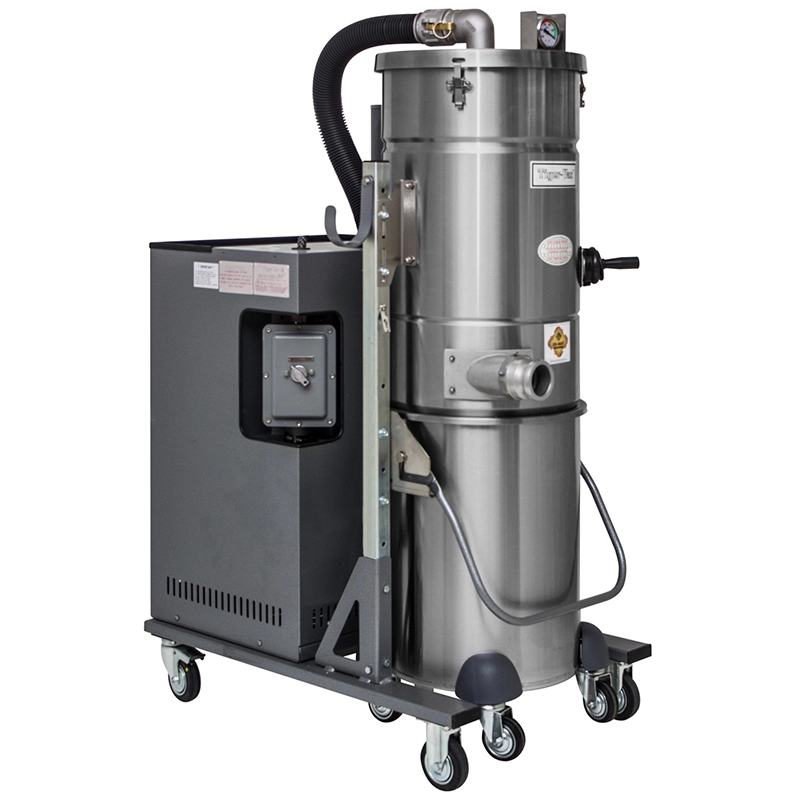 Tiger-Vac CD-55L (DT) EX (MFS) CAT. 2D Z21 – ATEX Zone 21 industristøvsuger i rustfrit stål med aftagelig tank og 3-faset motor.