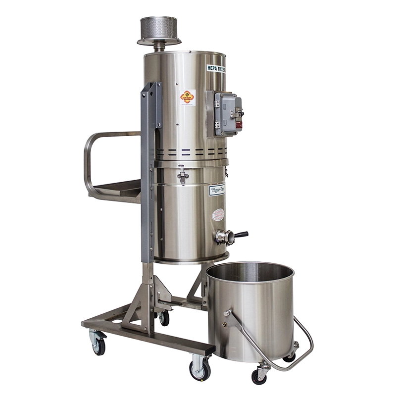 – Tiger-Vac CD/EUR-36L EX DT (MFS) ULPA-variant med afmonteret opsamlingstank, som illustrerer den vertikale EX-konstruktion.