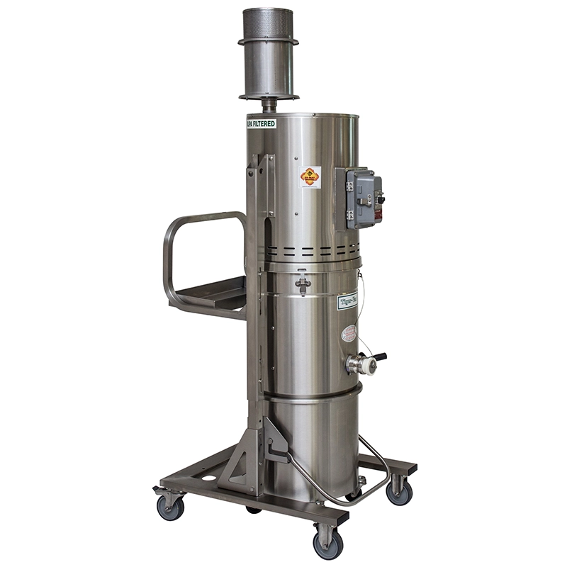 Tiger-Vac CD/EUR-36L EX DT (MFS) ULPA WITH SS CART – ATEX 1/2GD industristøvsuger i rustfrit stål med ULPA-filter og høj rustfri vogn.