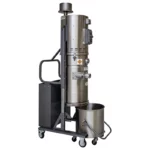 Tiger-Vac CD/EUR-36L EX DT (MRP) HEPA – ATEX 2GD støvsuger med filterkammer monteret og 36 L opsamlingstank trukket ud for nem tømning.