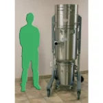 CD/EUR-50L EX DT ved person – højdeillustration med gennemsnitlig person ved siden af støvsugeren.