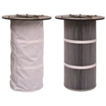 Antistatisk Reverse Purge filterpatron i aluminiseret spunbond-materiale til CD-10/7 EX – vist med og uden EX-skjørt.