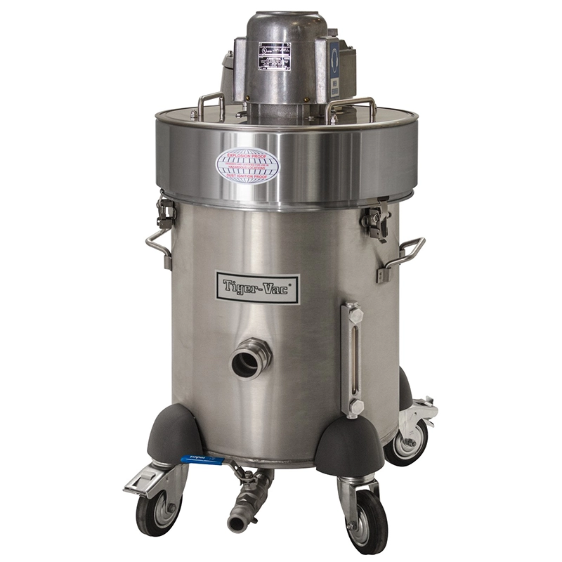 Tiger-Vac EXP1-10 (IT-40L) EX (CFE) HEPA inert ATEX 2GD støvsuger i rustfrit stål med 40 L vandtank på 4-hjuls vogn.