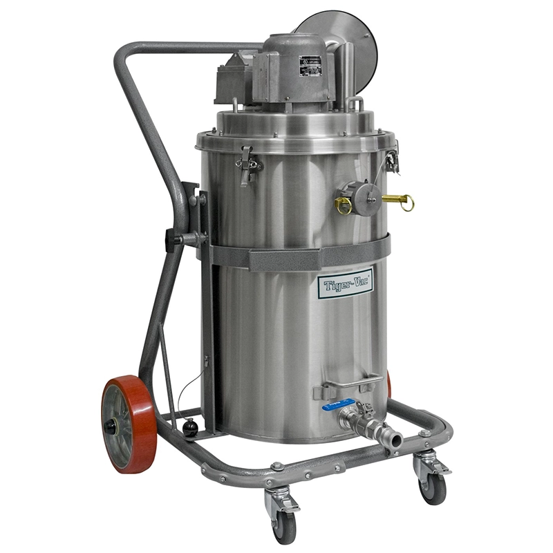 Tiger-Vac EXP1-15 (TC) RE HEPA – ATEX 2GD rustfri støvsuger med hældbar Tilt Cart og våd/tør opsamling.