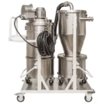 Sidebillede af Tiger-Vac EXP1-20 PRS-system med cyklon, HEPA-enhed og ESD-sikre komponenter.