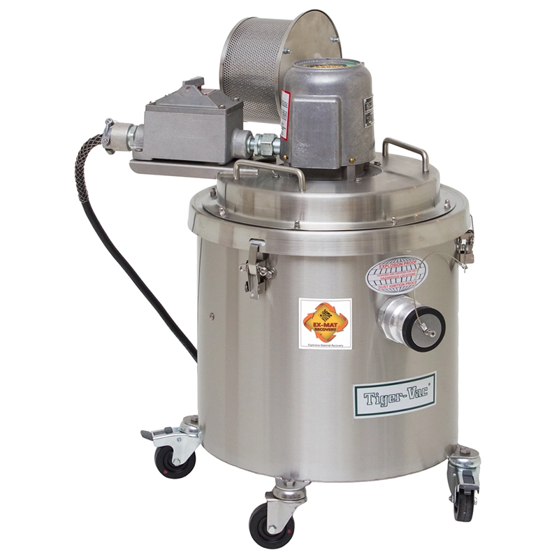 Tiger-Vac EXP1-5 (4W) RE HEPA – eksplosionssikker ATEX 2GD støvsuger i rustfrit stål med Ø38 mm indløb.