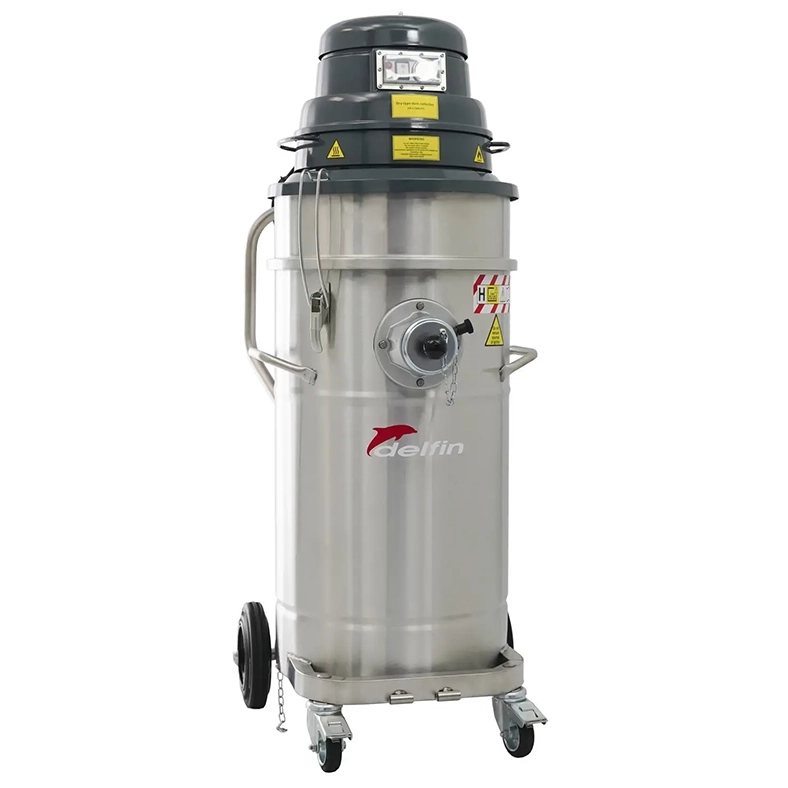 Delfin MTL 801 1/3D – kompakt rustfri ATEX Zone 22 våd-/tørsuger med HEPA H14-filtrering og 80 L beholder.