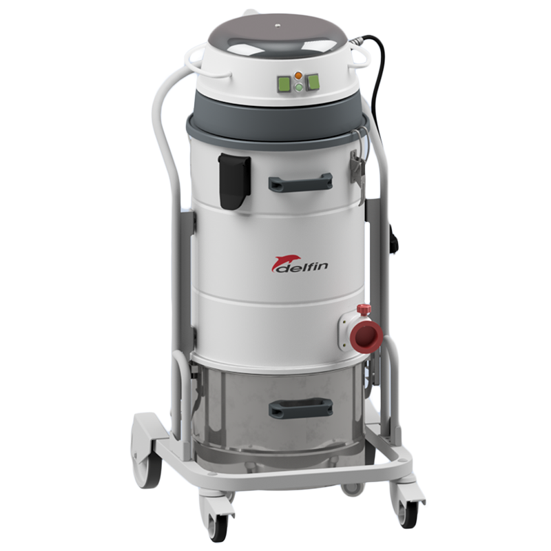 Delfin MTL 202 ACD – ACD-klassificeret industristøvsuger i AISI 304 rustfrit stål med H14-filter og Dustop-rensning.