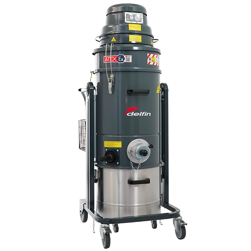 Delfin MTL 451 BL 1/2D – ATEX Zone 21 industristøvsuger med 45 L AISI 304 beholder og HEPA H14.