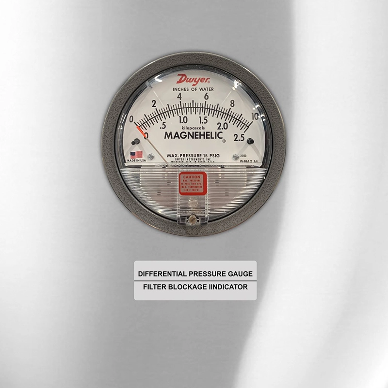 Differenstrykmåler for filterblokering, option til rustfri model.