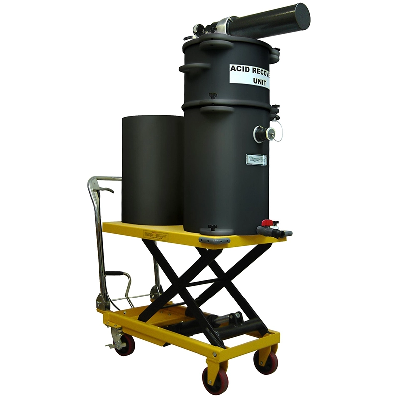 Tiger-Vac SS-ARU-15 EX (HY-C) MRAC – pneumatisk ATEX og IECEx-certificeret syre- og kemikaliegenvinder på Hydro-Cart med 47,3 L kapacitet.