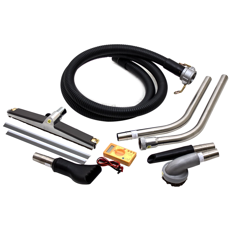 Komplet statisk ledende tilbehørssæt til Tiger-Vac C-10 EX: SD-slange, S/S wands, universaldyse, konisk dyse, Tiger Claw, rundbørste og multimeter