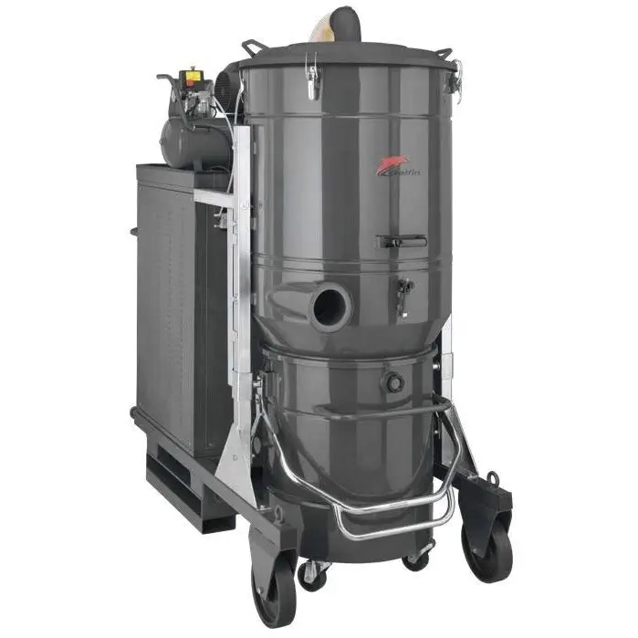 Delfin DG 300 HD PN ACD – tre-faset industristøvsuger 25 kW med automatisk tryk­luftrensning og HEPA H14 filtrering.