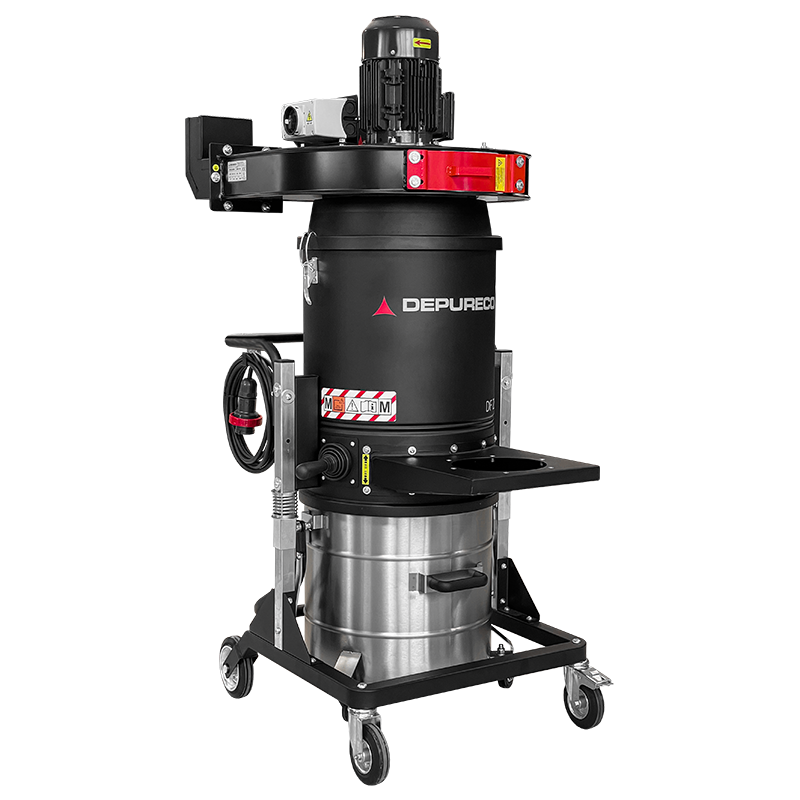 Depureco DF075 DEX 1/3D – ATEX partikelfanger med rustfri opsamlingsbeholder til luftbårent støv i Zone 22.