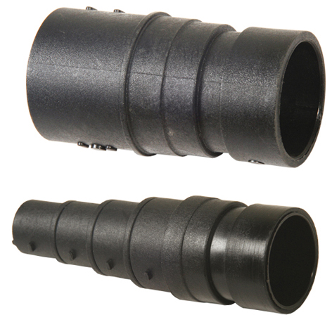 HOCP – hose connector i sort plast til fleksibel tilslutning af slanger i kanal- og udsugningssystemer