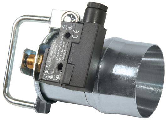 KLVM flapventil i galvaniseret stål med mikrokontakt til procesudsugning