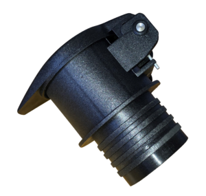 PLPA antistatisk flapventil i plast med selv-lukkende fjederklap til procesudsugning og centralstøvsugeranlæg