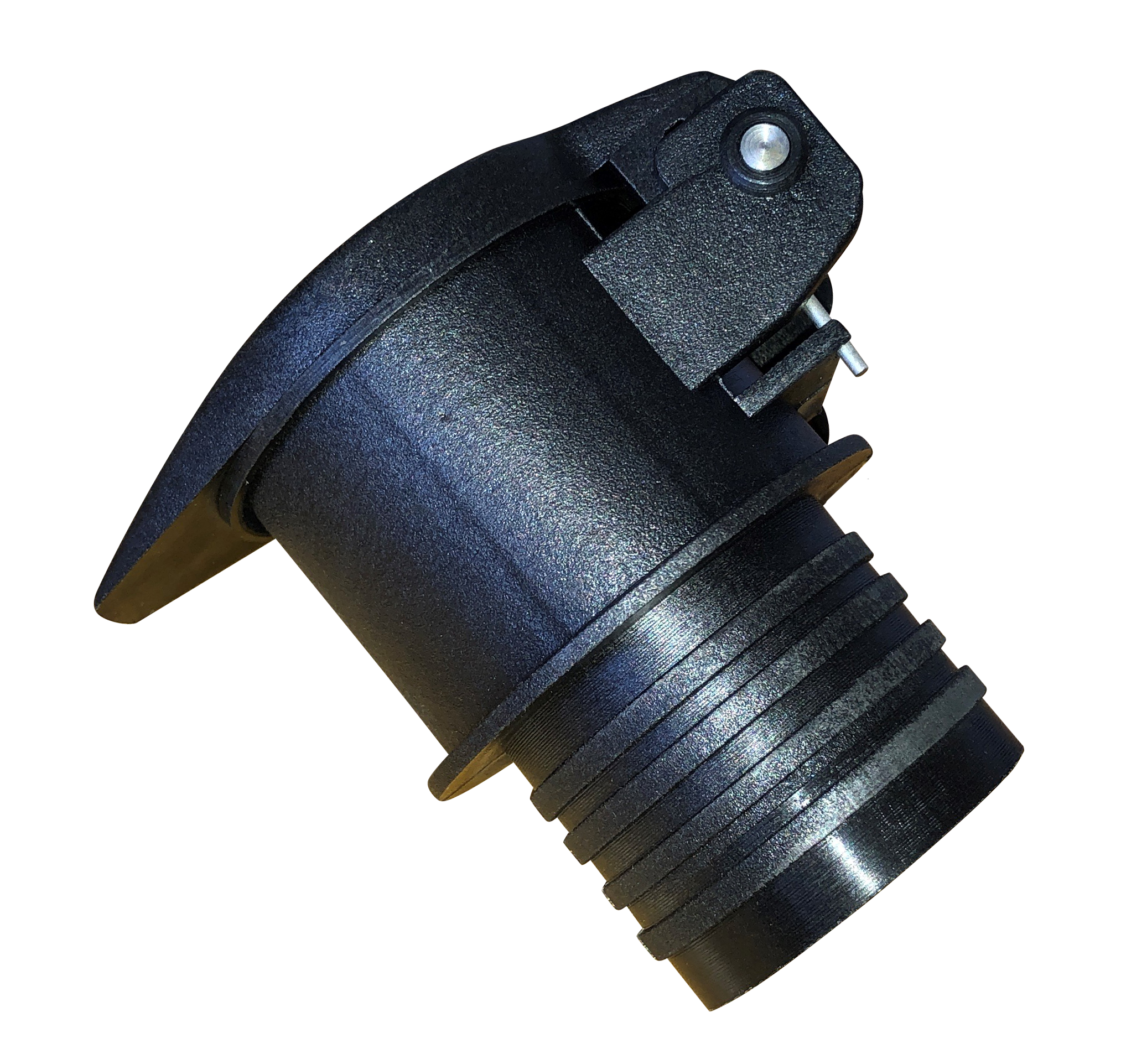 PLPA antistatisk flapventil i plast med selv-lukkende fjederklap til procesudsugning og centralstøvsugeranlæg