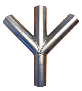 STBD galvaniseret dobbeltgrenrør med to 45 graders afgreninger til industrielt kanalsystem