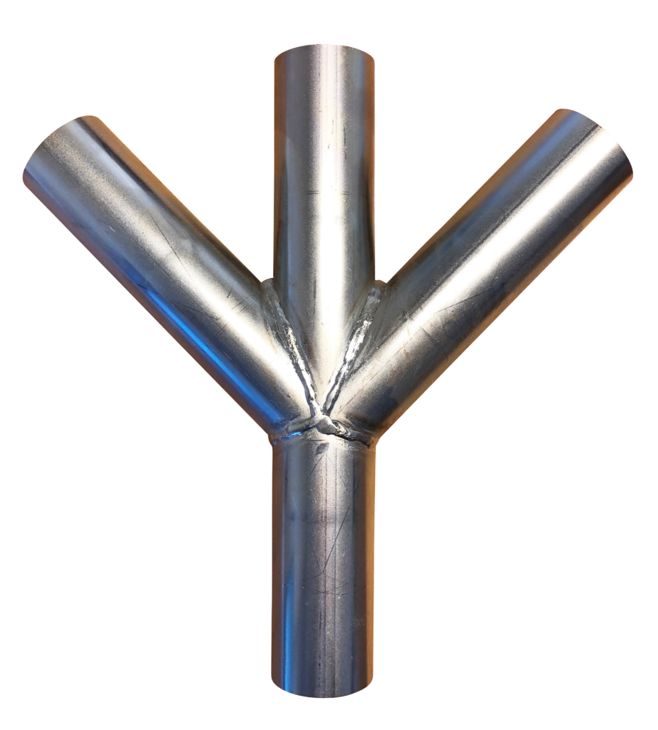 STBD galvaniseret dobbeltgrenrør med to 45 graders afgreninger til industrielt kanalsystem