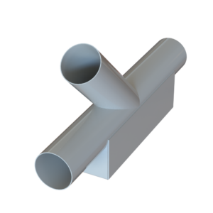 STBP-R galvaniseret grenrør med forstærket kasse og 45 graders afgrening til industrielt kanalsystem