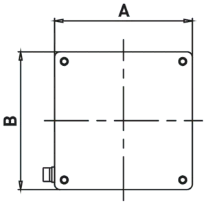 HARDO HTB1A copper-free aluminium terminal box dimensions A (external width) and B (external height) in mm