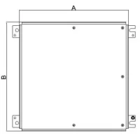 Dimensionstegning HARDO HTB1S klemkasse mål A og B bredde og højde